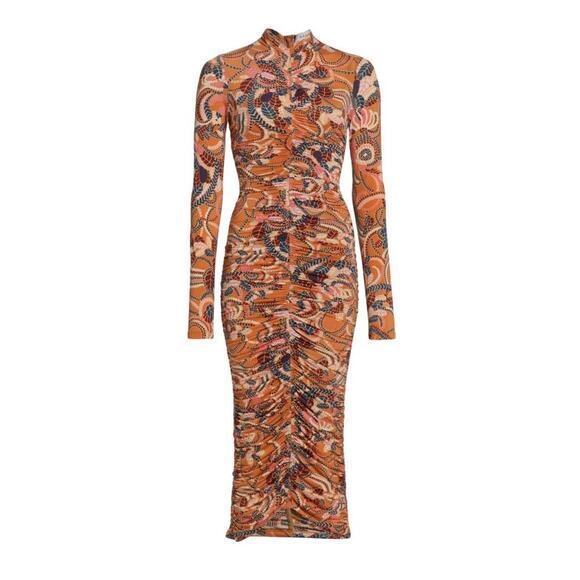 A.L.C. Ansel Long‑Sleeve Ruched Bodycon Midi‎ Dress Mock‑Neck Size Small - Picture 10 of 14